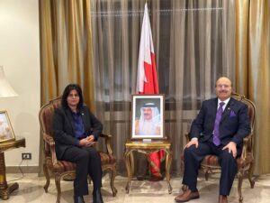 Chargé d'Affaires Renu Yadav made a courtesy call on Ambassador of the Kingdom of Bahrain and Dean of Arab Diplomatic Corps in Damascus, H.E. Mr. Waheed Mubarak Sayyar.